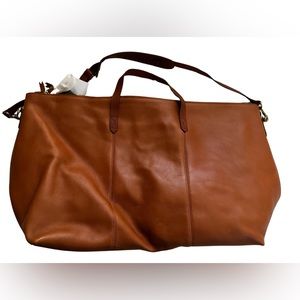 Madewell Zip Top Overnight Bag - English Saddle Leather